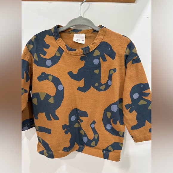 Zara Baby Dinosaur Long Sleeve Shirt with Geometrical Shapes - 12-18m - Picture 3 of 6